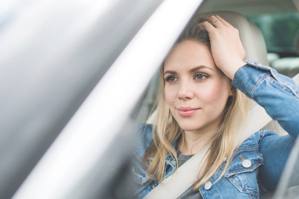 woman driving car