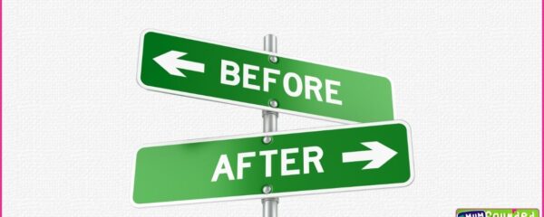 2x street signs - one saying before and one saying after, on a pole