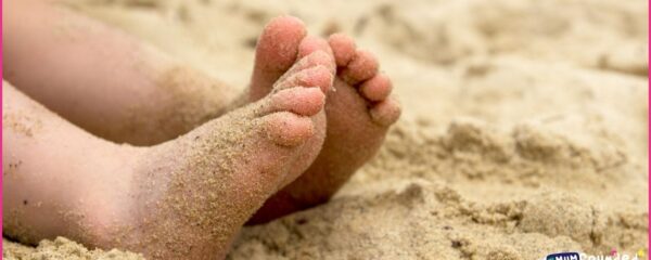 sensory play for toddlers - feet on sand